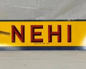 WE SERVE NEHI ICE COLD TIN SIGN