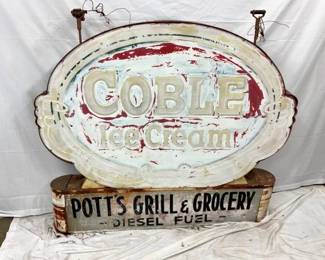 EMB. COBLE DAIRY CAN SIGN