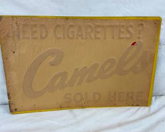 NOS EMB. CAMELS SOLD HERE SIGN