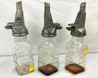 3 1QT. GLASS MOBIL OIL BOTTLES