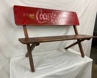 DRINK COCA-COLA IN BOTTLES WOODEN BENCH