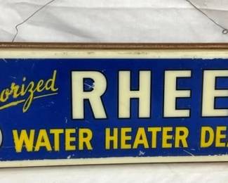 RHEEM WATER HEATER DEALER SIGN