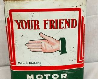 2G. YOUR FRIEND MOTOR OIL CAN W/ HAND