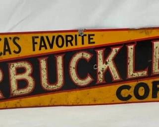 TIN ARBUCKLES COFFEE SIGN