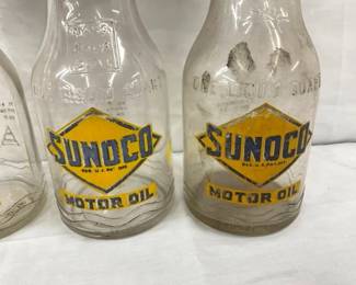 EARLY 1QT SUNOCO GLASS OIL BOTTLES