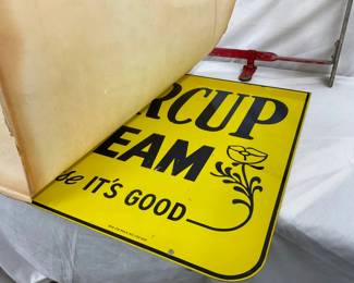 NOS BUTTERCUP ICE CREAM SIGN W/BRACKET