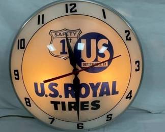 US ROYAL TIRES DOUBLE BUBBLE CLOCK