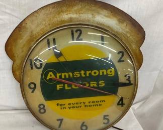 ARMSTRONG FLOORS CLOCK W/MARQUEE