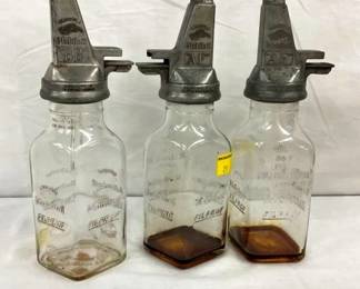 3 1QT. GLASS MOBIL OIL BOTTLES
