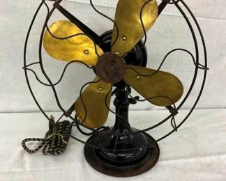 EARLY 4 BLADE BRASS FAN