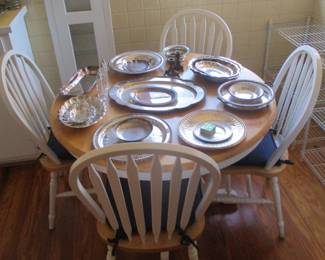 kitchen nook table and silverplate