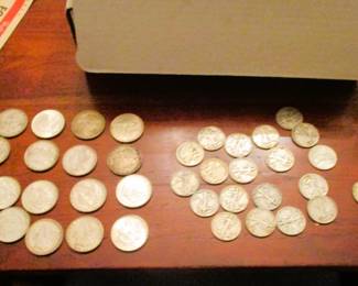 silver morgan dollars and walking liberty half dollars