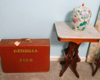 suitcase and ginger jar