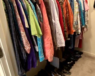 Nice ladies’ clothing and shoes.