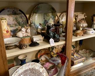 Crystal and glass figurines, beautiful decorator items.