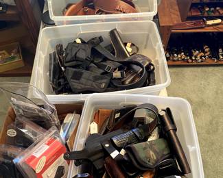 Holsters, belts and knife sheaths.
