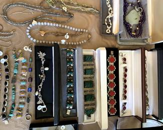 Misc. ston bracelets and sterling.