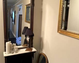 Beautiful hall tree with marble shelf.