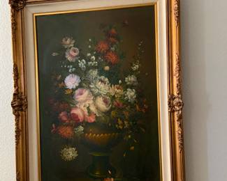 original, framed floral oil painting