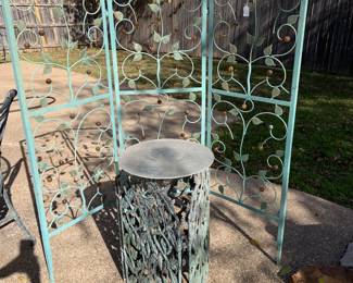 iron screen and plant stand