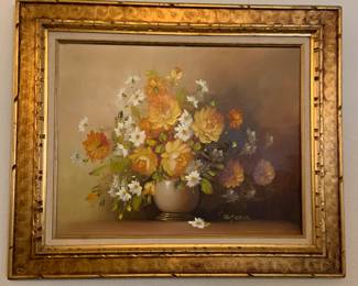 original floral framed oil painting