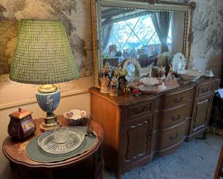 Vintage Buffet, Round Table, Morror and more Decor