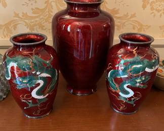 Oriental Deep Red Vases