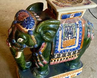 Large Colorful Elephant Ceramic Table/Plant Stand