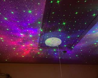 Spaceship nebula light shining on the ceiling 