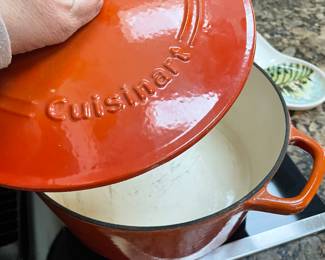 cuisinart  orange heavy cast iron pot 