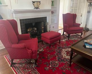 2 Wingback Chairs and Ottoman