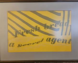 Framed Signed Print - "Fresh Bread" - Corita Kent - Sister Corita Kent was a renowned artist whose importance is ever increasing. Her legacy is being preserved at the Corita Art Center in Los Angeles. She is known as the pop art nun who combined Warhol with social justice.  Dimensions -  29.25x21.5 - Price - $750
