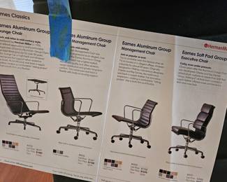 More info on 2007 Herman Miller Eames Aluminum Group Lounge Chair - Leather Seat - Sold As Is - Brochure - Chair on Left - Collectible worth over $1,000 - however requires Flo Tilt Cylinder replacement. Part under $350 with hour repair job. Seller can advise. - Price - $300 after 50% off.