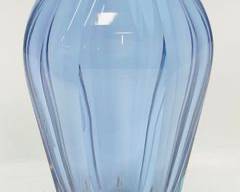 Fine Moser Crystal Aquamarine Art Glass Vase
