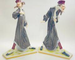 RARE 13.5" Fine Capodimonte Porcelain Pair of Expressive Men
