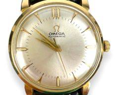 Vintage Gold Omega Automatic Watch. Professionally Cleaned w Unnamed New Black Leather Alligator Grain Band.
