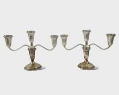 Empire Sterling Silver 3 Arm Candlesticks 1432 Grams
