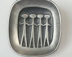 Signed Roland Landerholm Pewter Pin Brooch Swedish Modernism MCM Mid Century Danish Modern

