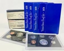 Four 1970 US Proof Sets In Original Mint Shipping Box
