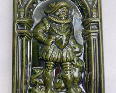 Fantastic thick GERMAN CERMAIC GREEN GLAZED Tile WALL ART
