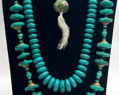 Costume Jewelry Turquoise Necklace and Asian Pendant Statement Necklace Lot
