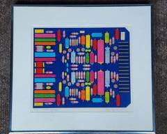 1979 Clay Hoffman Abstract Lithograph 01474 Equalizer Pencil Signed 30/45 Framed
