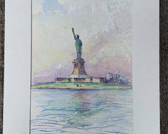 Original Watercolor Painting Statue of Liberty NY Signed
