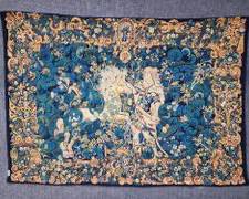 Vintage Belgium Wool Tapestry Textile Wall Hanging Vibrant Colors
