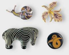 Four Costume Enamel Figural Brooches
