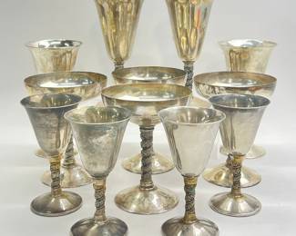 Vintage Silver Platted Twist Stemmed Goblets Includes F.B Rogers & Other
