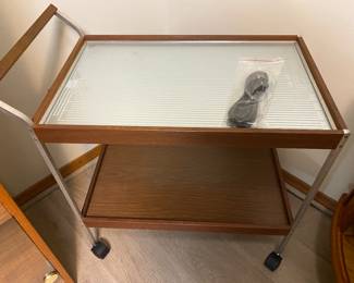 Mid-Century Modern Two-Tier Hot Tray Buffet Cart