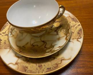Shofu Hand Painted cup and saucer with dessert plant (2) each piece, priced per set