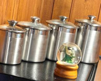 Nickel lidded kitchen containers in Amherst MA 01002, many in gorgeous tera cotta pots