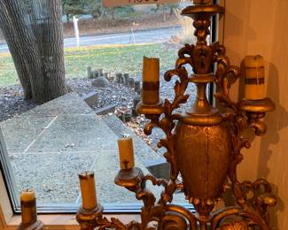 Italian Florentine Candelabra, Guilt carved wood. 1750-1800. $1500, will consider reasonable offers. GORGEOUS!